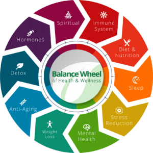 holistic health and wellness balance wheel diagram