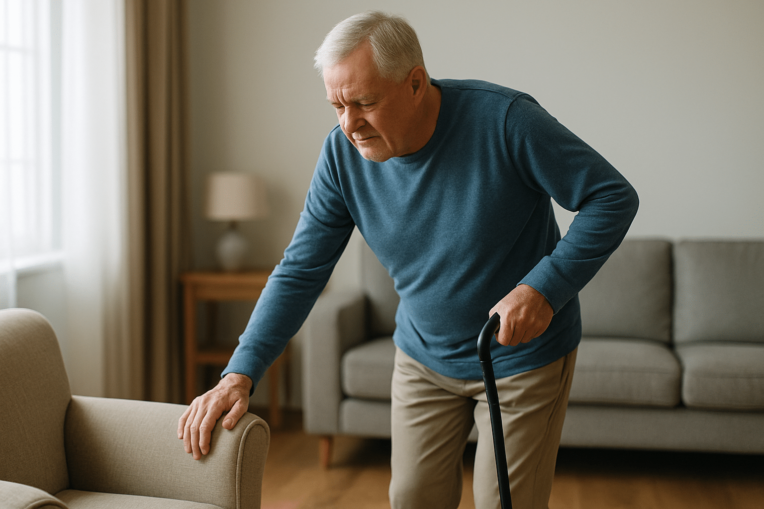 elderly man dealing with symptoms of neuropathy.