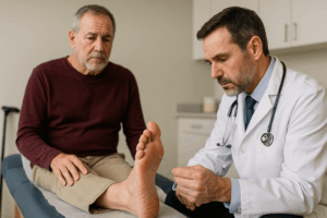 permanent neuropathy damage being looked at by doctor.